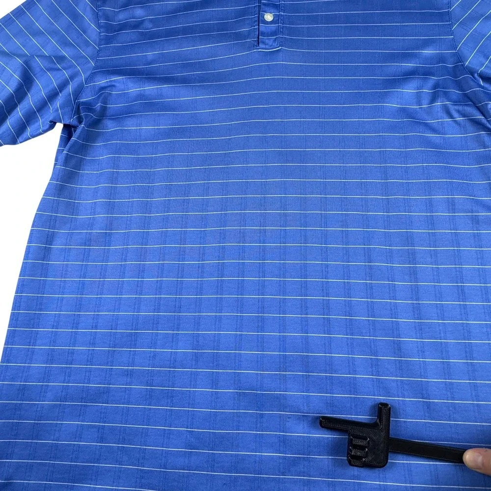 Nike Tiger‎ Woods Collection Golf Polo Shirt Mens Large Blue Striped